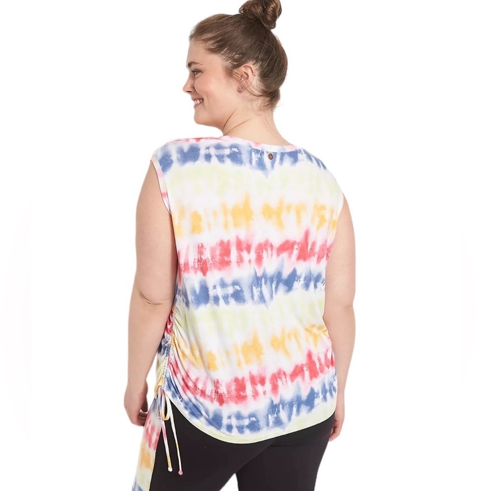 LIVI LANE BRYANT SLEEVELESS TIE DYED RUCHED SIDES SHIRT TOP XL - Picture 3 of 10